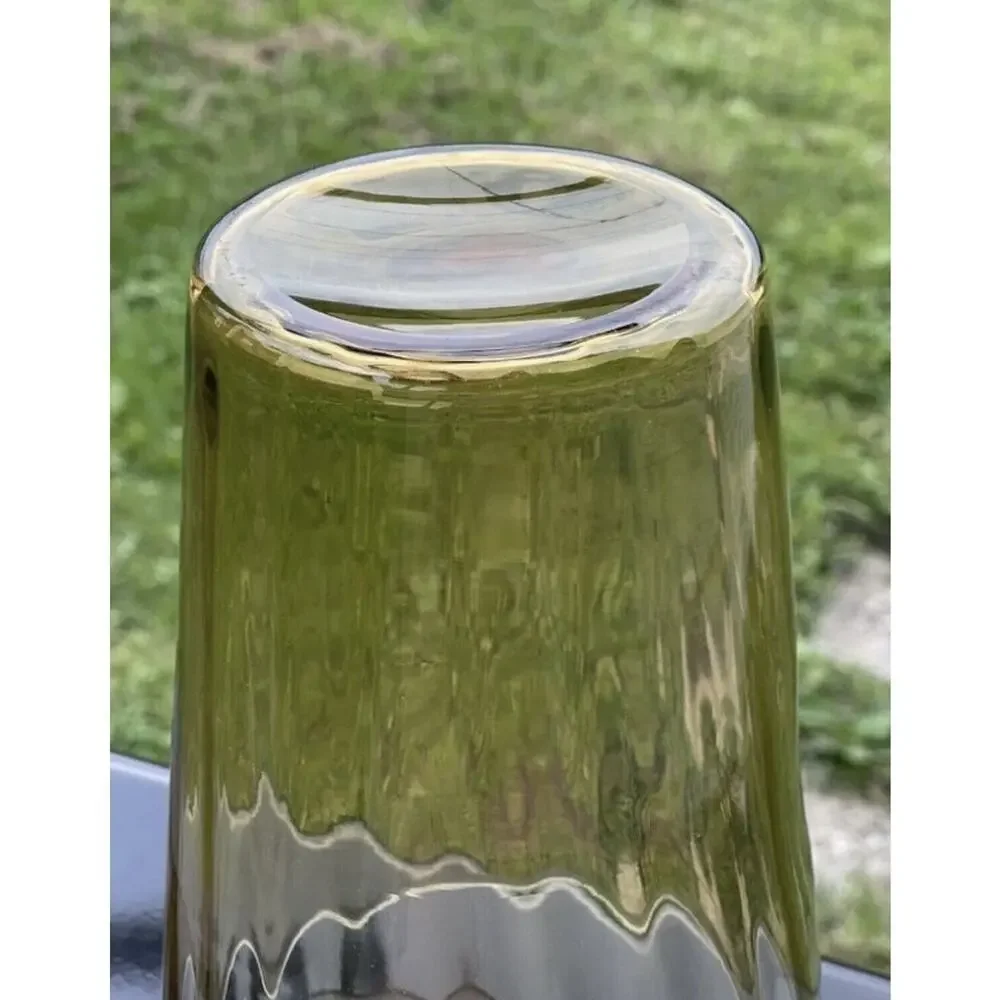 Vintage‎ Amber Glass Optic Vase Bucket